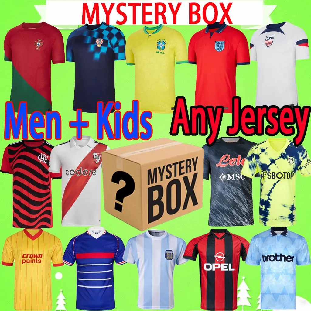 Mystery Boxes Soccer Jerseys xxxl 4xl Национальная команда детей 23 24 Blind Box Gift 2023 Футбольные рубашки Движение Движения подарки, отправленная у случайного любовника, сын