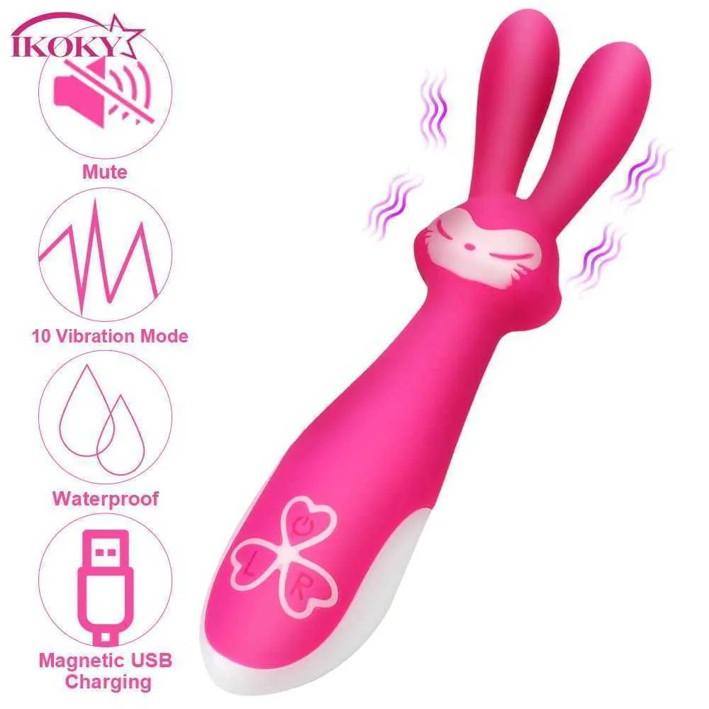 Articles de beauté Krlik wibrator zabawki erotyczne dla kobiet stimulateur echtaczki AV Stick Massager podwjna wibracja Magic Rod 10 prdkoci