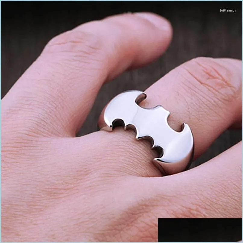 Cluster Rings Cluster Rings Mens Classic Simple Creative Design Bat Shape Party Hip Hop Gift Ring Drop Delivery 2022 Bijoux Dhwdm