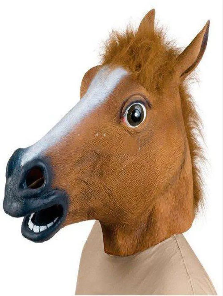 Creepy Horse Mask Head Halloween Costume Theater Prop Novelty Latex