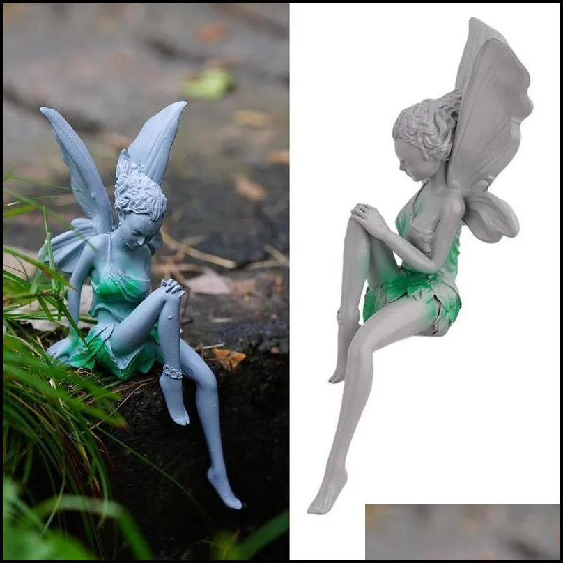 Garden Decorations Flower Fairy Statue Steel Wires Garden Miniature Scpture Mythical Dandelion Figurine Fairies Pixies Yard Decor 22 Dhfkb