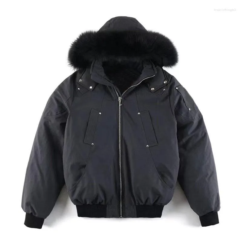 Down qualité vraie fourrure hiver hommes Mooses balistique Bomber Parka vestes vêtements d'extérieur chauds manteau coupe-vent court