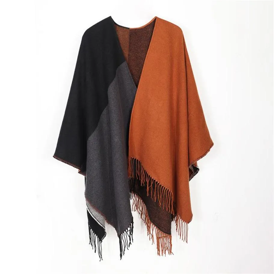 Scarves Fashion Women Winter Autumn Knitted Cashmere Poncho Capes Shawl Wrap Cardigans Sweater Coat Elegant Scarf Cloak Warm Overcoat275a