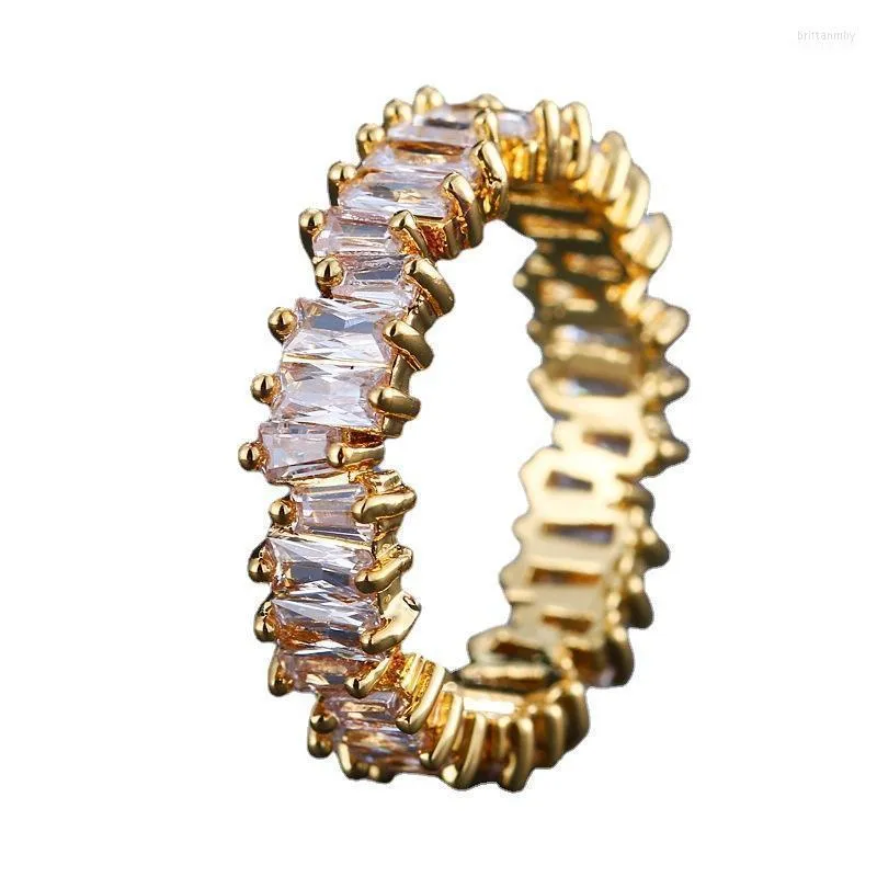 Bagues de cluster Bagues de cluster faites à la main éternité promesse bague en cristal d'or Cz zircone fiançailles bande de mariage pour femmes hommes doigt par Dhavf