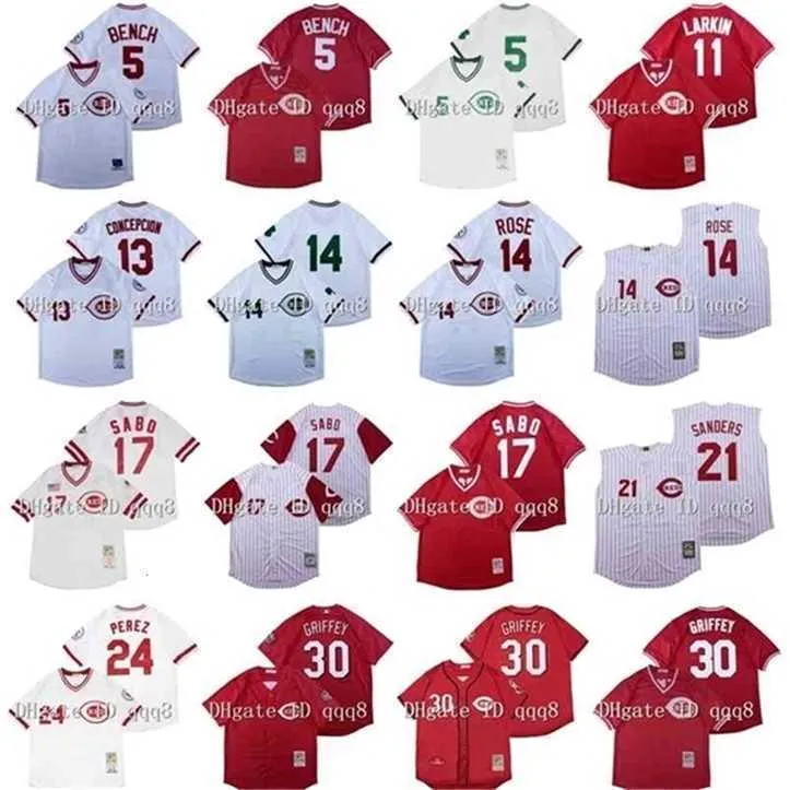 Proword Air01 Vintage Cincinnati Jersey Pete Rose Ken Griffey Jr Johnny Bench Barry Larkin CHRIS SABO Dave Deion Sanders Perez Concepcion Retro Baseball