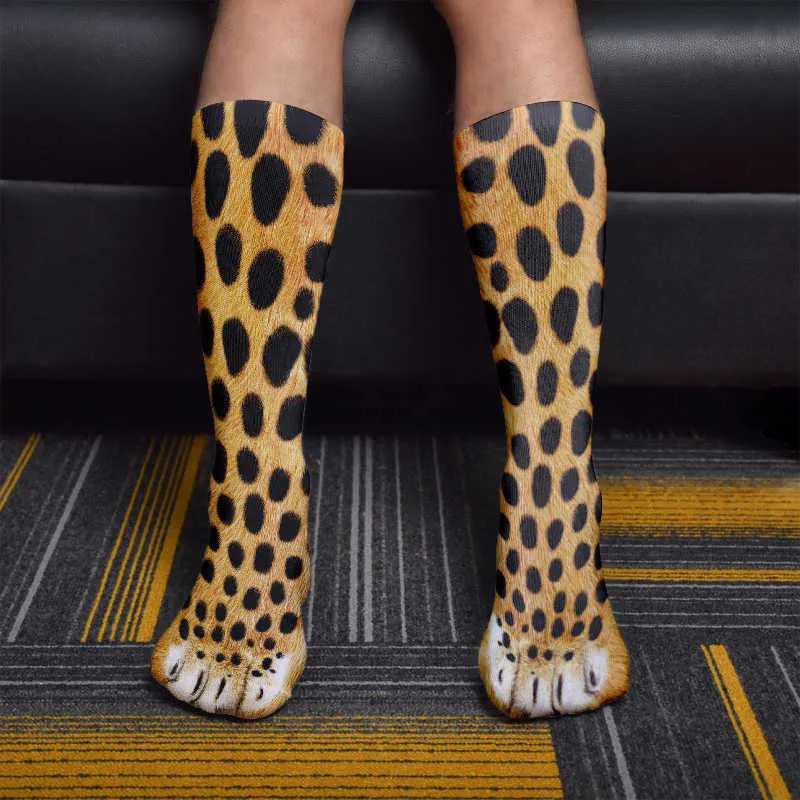 Sports Socks Fashion 3D Printed Animal P Long Funny Chicken Cat Leg Toe For Men Outdoor Cycling Women Lke Calf L221026