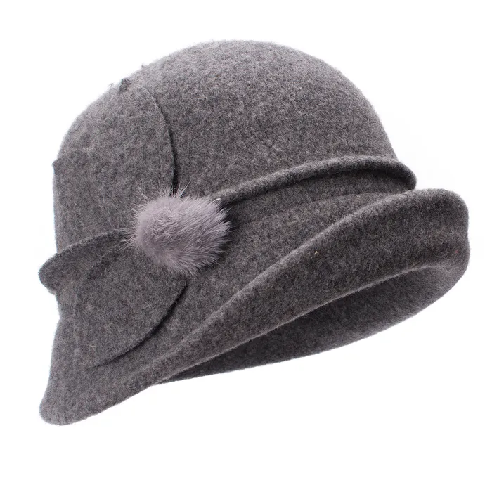 Wide Brim Hats Bucket collapsible Winter for Women Cloche Wool Ladies Gatsby Style Warm Church Dress Wedding A474 2210278969953