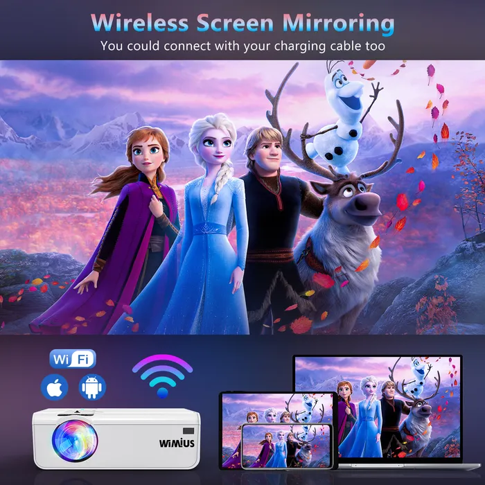 Mini proyector WiFi para iPhone Soporte 1080P WiFi Proyector de video  portátil Proyector de cine en casa con WiFi Compatible con computadora  portátil PS4 HDMI USB iOS Android esquí esquí Gafas de