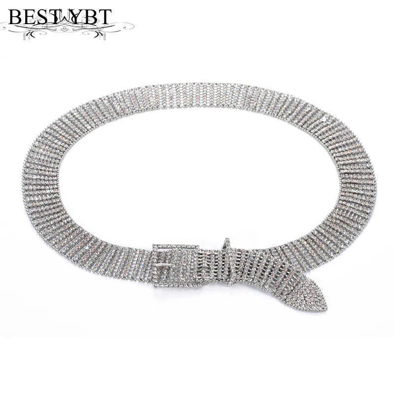 Gürtel Beste YBT Frauen Metall Gürtel Legierung Pin Schnalle Gürtel Neue Mode Voller Bohrer Damen Luxus Intarsien Bohrer Kette Punk frauen Gürtel T221028