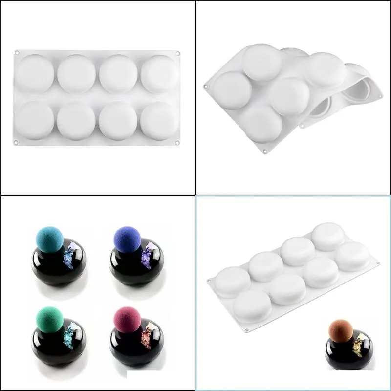 8 hole round shape cake silicone mold for diy bread chocolate dessert brownies baking mould 220601