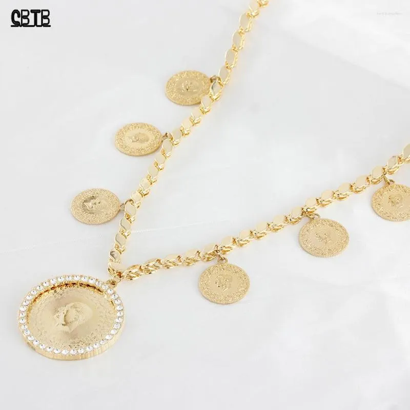 Pendant Necklaces Islamic Muslim Fashion Atmosphere Golden Portrait Coin Necklace Retro Women Charm Jewelry Accessories