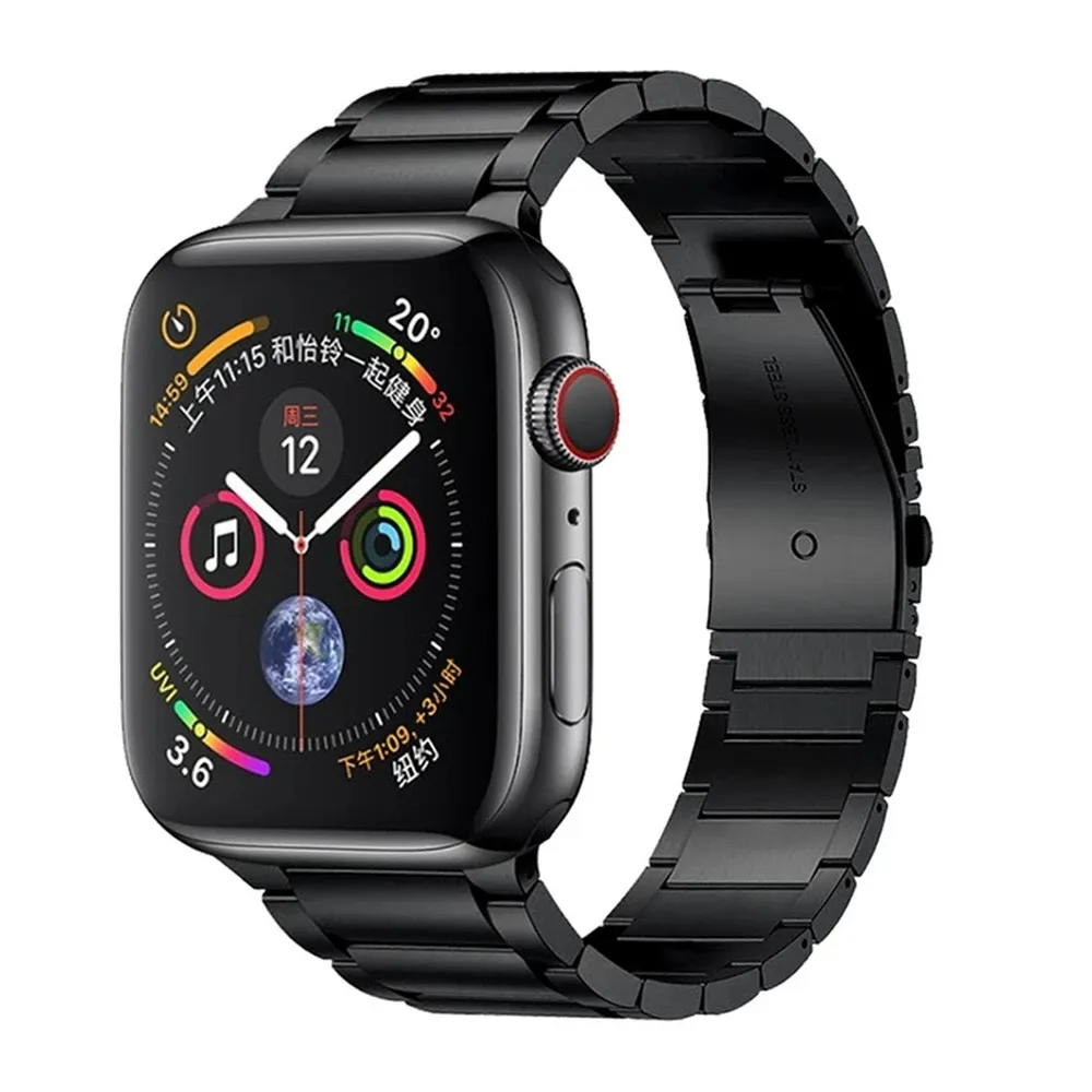 Pour Apple Watch 8 Utra 49mm Bracelet 7 41mm 45mm 44mm 42mm Noir Or Luxe Bracelet en Acier Inoxydable Boucle Bracelet iwatch Série 6 se 5 4 3