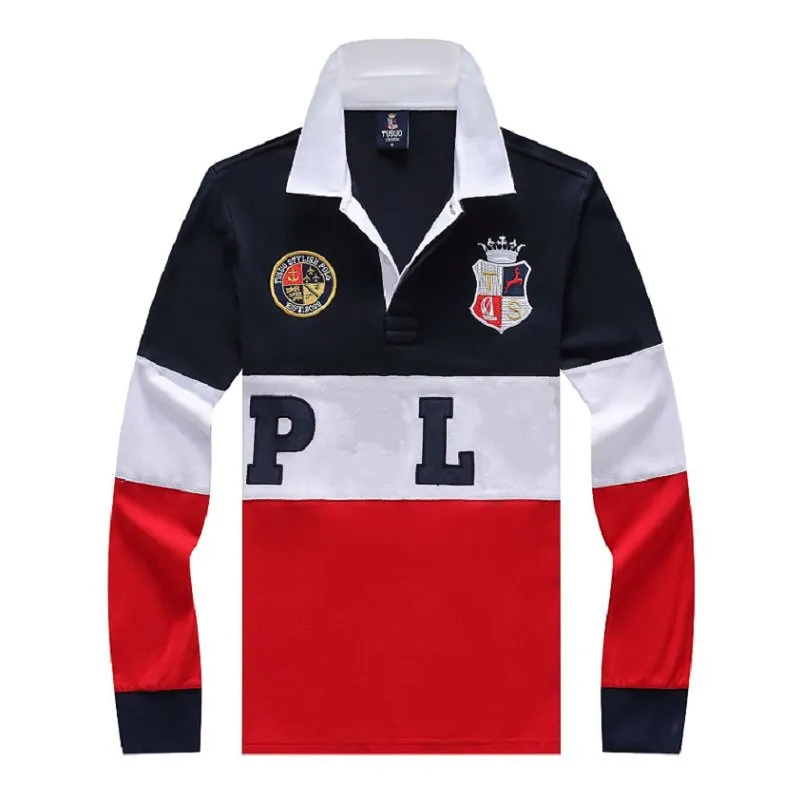 Premium Cotton Long Sleeve Polo Shirt Classic Contrast Design, European  American Style, S-5XL Shop Now!