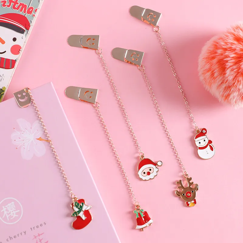 Bookmark Korea Cute Christmas Pendant Student Stationery Metal Folder Page Teacher Gift Drop Delivery 2022 Smtds