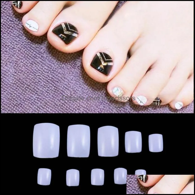 False Nails Wholesale 500 PCS 자연 /흰색 /투명 아크릴 허위 가짜 인공 발가락 손톱 네일 아트 장식용 팁 Shippi DHPFK