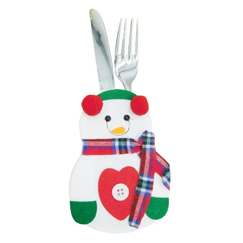 Christmas Santa Claus Knifes Forks Bag Xmas Reunion Dinner Silverware Holders Pockets Pouch Snowman Elk Xmas Party Decoration