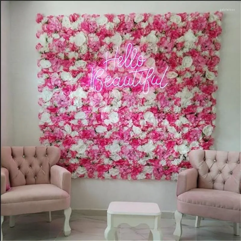 Fleurs décoratives 4 pièces/1 lot, mur de roses artificielles en soie, pour décoration de fête de mariage, décor de fond de maison