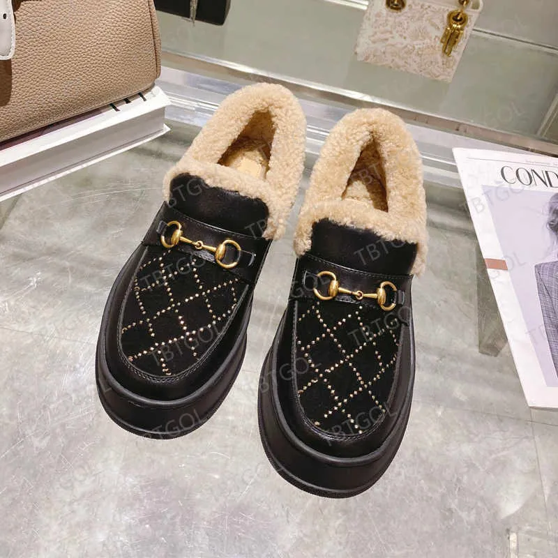 Snow Boots Womener Platform FlATTER FUR MOCCASINS LOAFER COWBOY LEATHER WOOL WINTER WINTER BOUS