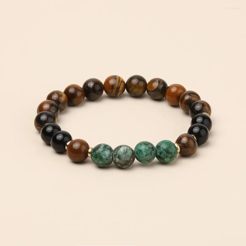 Strand Rttooas 8Mm Tiger Eye Bracelet Original Natural Mala Prayer Beads Classic Men Women Buddha Bracelets Yoga Meditation Jewelry