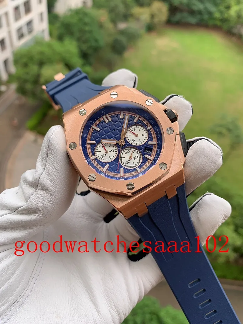 5 Style Fashion Perfect Quality Mens Watch 43mm Blue Black Dial VK