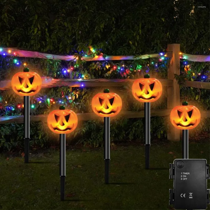 Strings Garden Stakes Lichte pompoen Halloween Decoraties String Waterdichte batterij bediende lamp voor spookhuistuin