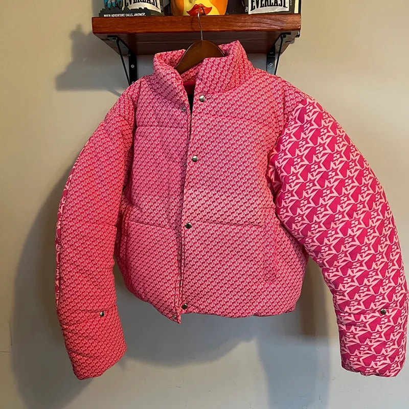 Pink Down Jackets Män kvinnor 5 Tryckta vinterrockar Herrmode Coat Casual Outwear Tops