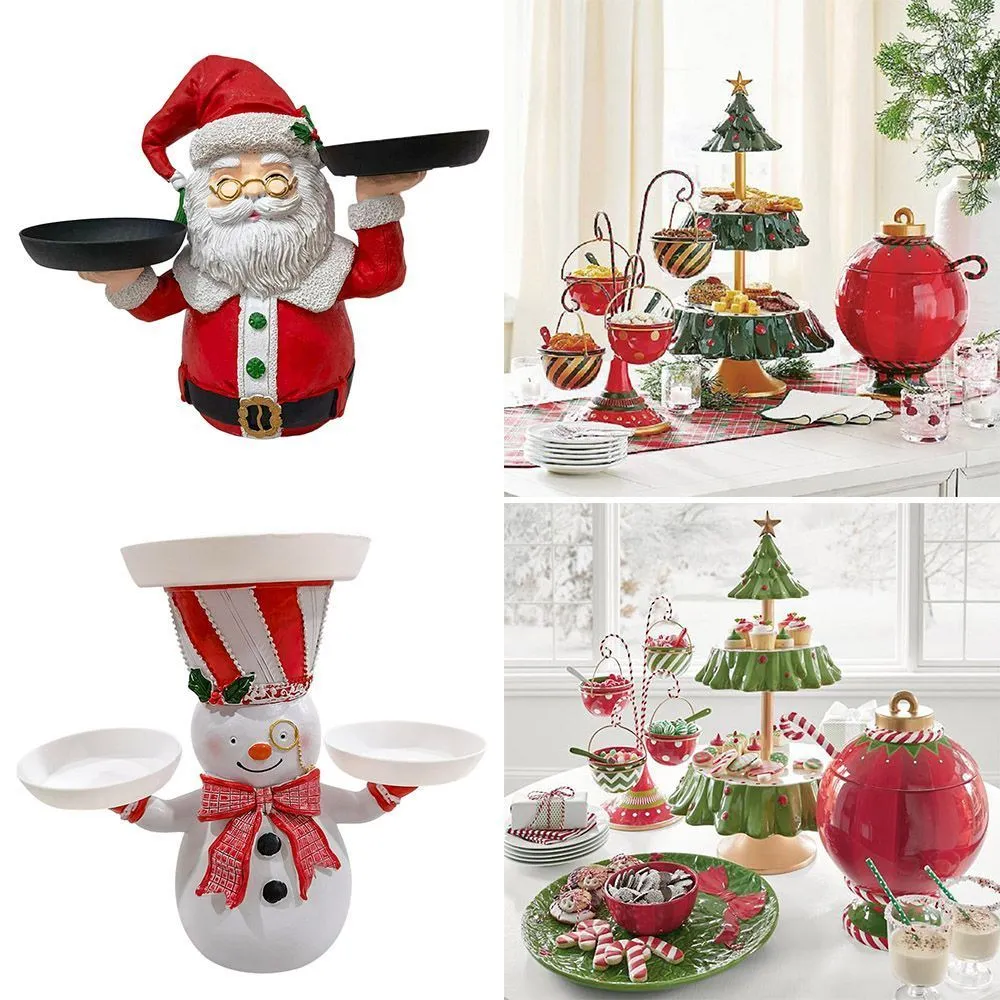 Décorations de Noël Fournitures de table Diviseur alimentaire Biscuits Plateau Porte-fruits Gâteau Stand Snack Rack Arbre Dessert Assiette 221028