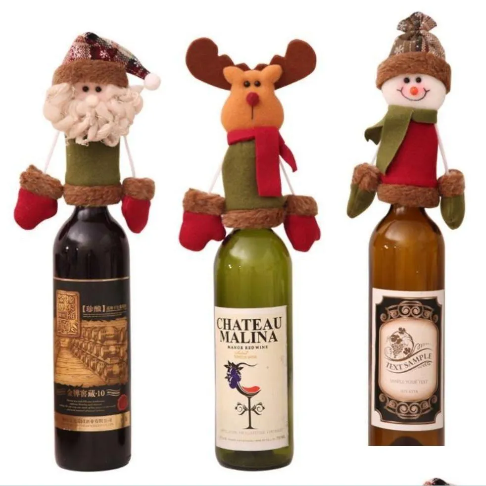 Christmas Decorations Christmas Wine Bottle Cap Set Er Decorations Hanging Ornaments Hat Xmas Dinner Party Home Table Decoration Sup Dheax