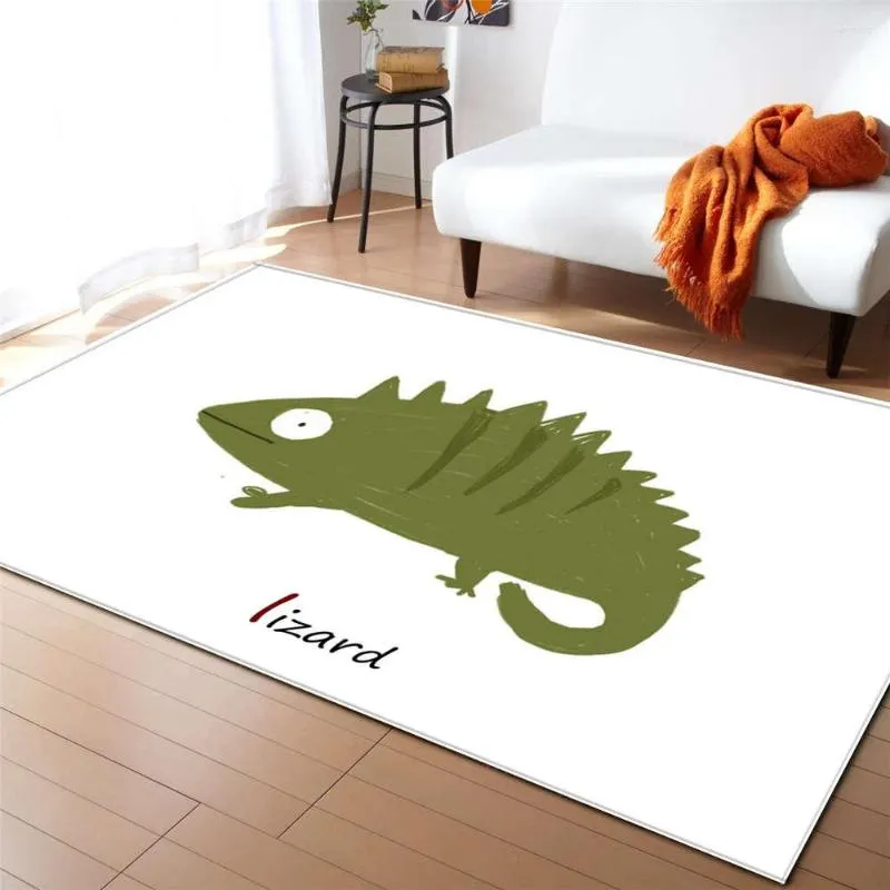 Carpets Cartoon Lizard Animal Bedroom Decoration Kids Play Mat Soft Flannel Memory Foam Table Area Rugs Living Room Carpet