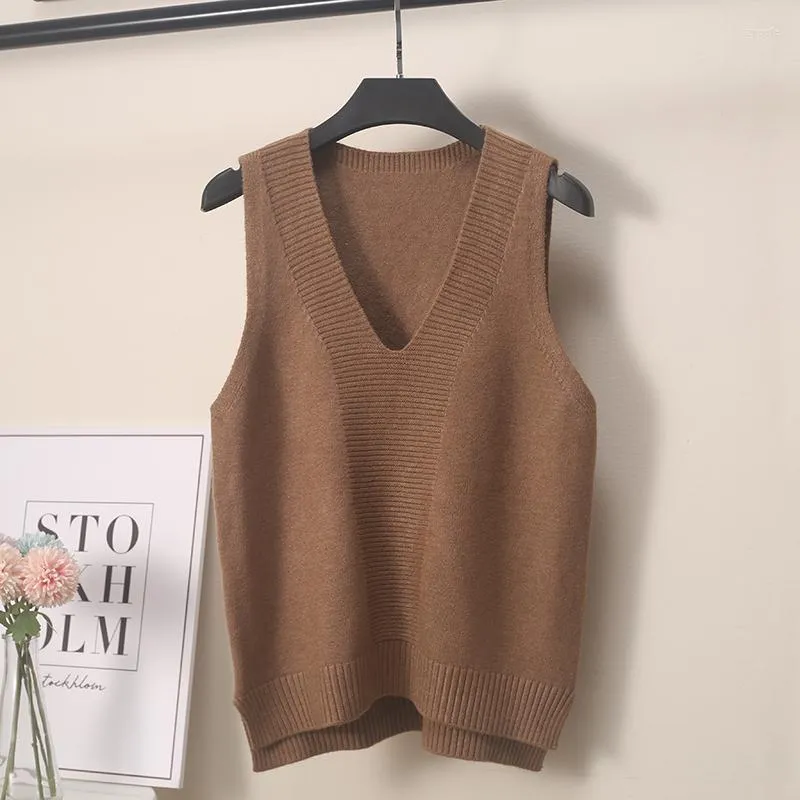 Women's Sweaters Knitted Vest Women Sleeveless Sweater School Uniform Basic Solid Color Soft Comfortable V Neck Pullovers Female Knitwear