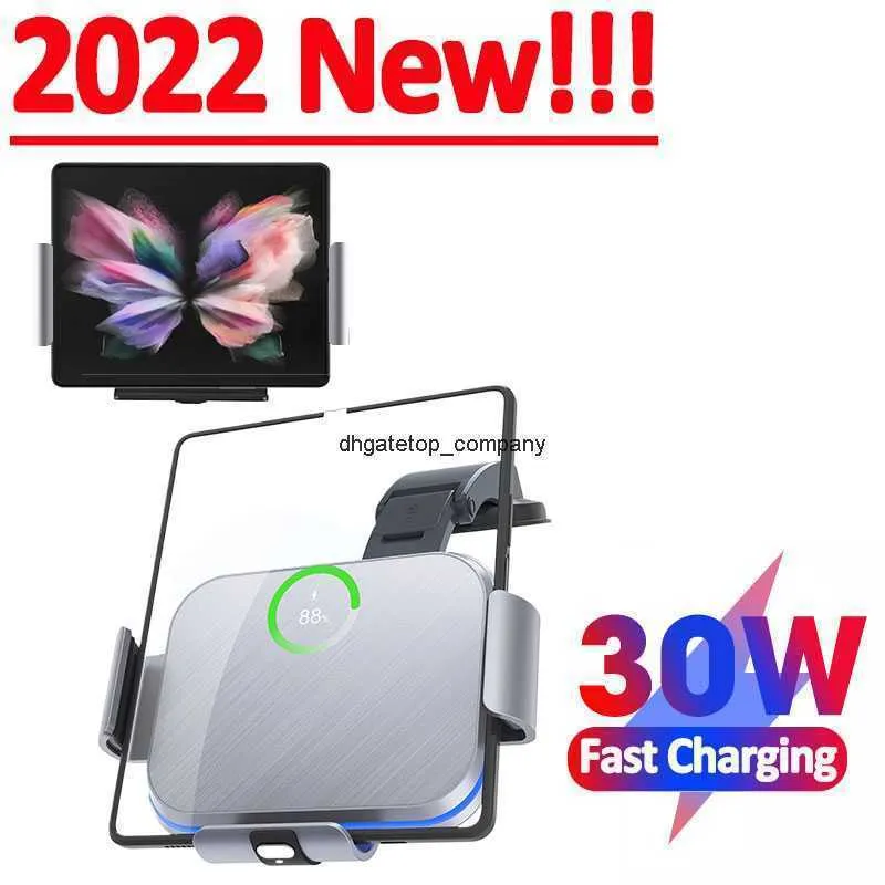 Schnelle Ladung Niye 30W Auto Wireless Ladegerät Faltblatt Dual Coil Qi Telefonhalter Mount Ladestation für Samsung Galaxy 4 3 2