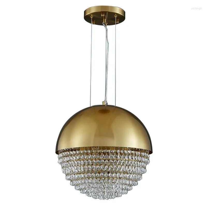 Pendellampor ledde E14 modern gyllene boll rostfritt st￥l kristall h￤ngande ljus fixtur sovrum matsal loft konstdekor