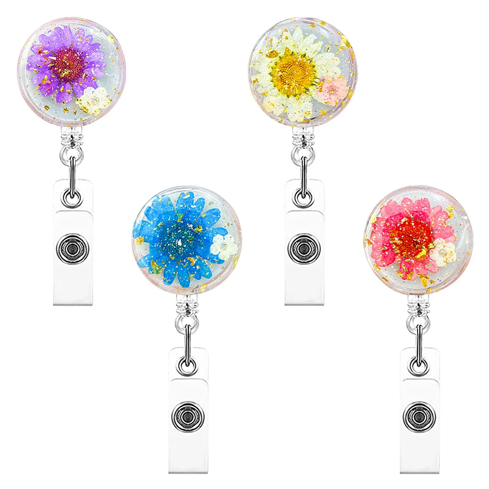 Key Rings Creative Dried Flowers Resin Retractable Badge Reel Nurse Reels  Exhibition Id Card Clips Holder Drop Delivery 2022 Smtxa From 0,98 €