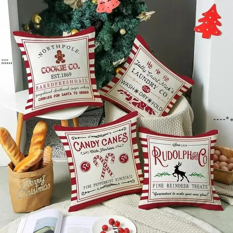 Novo travesseiro de Natal, letra impressa na travesseira de arremesso capas da fazenda Cushion Decor Home Shipping Sea BBC239