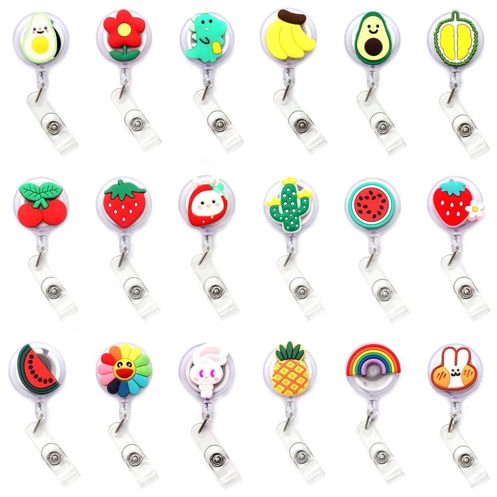 Porte-clés New Sile Mignon Fruits Amp Fleurs Rétractable Badge Reel Étudiant Infirmière Exposition Enfermera Nom Carte Id Poitrine Drop Delivery Smtaz