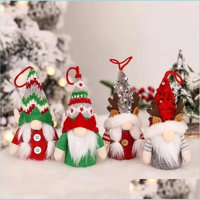 Kerstdecoraties Kerstmis elfdecoratie Lumineuze gewei gezichtsloze oude man pop met glanzende hoeden voor boom gnome festival Accesso dhetq