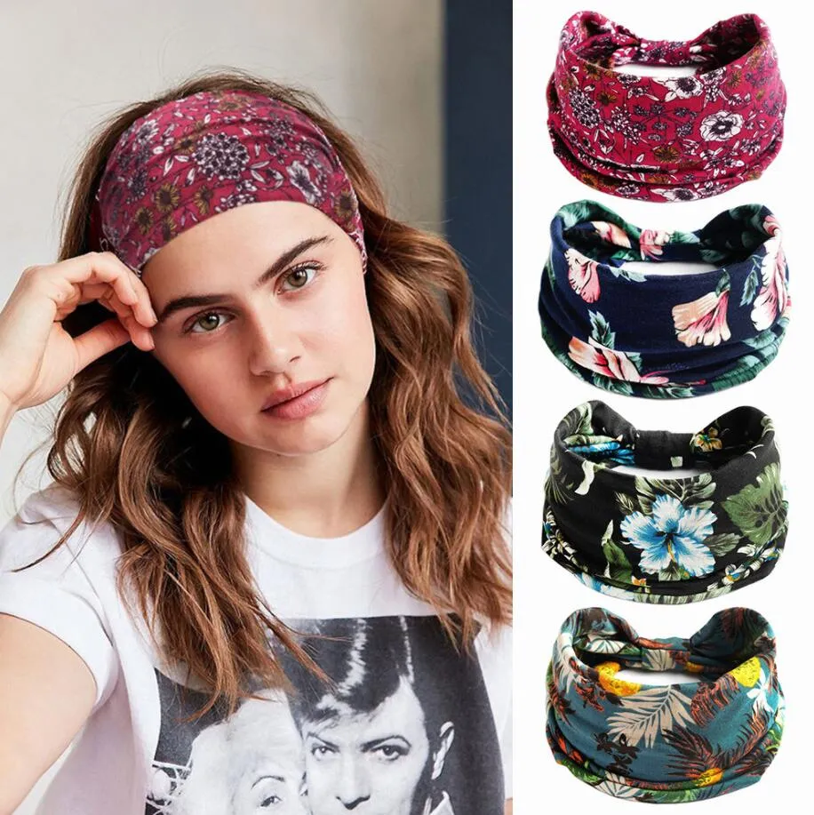 Bohemian Bandanas Elastyczne opaski do włosów Sport Yoga Headband Kobiet Kobiet Druku