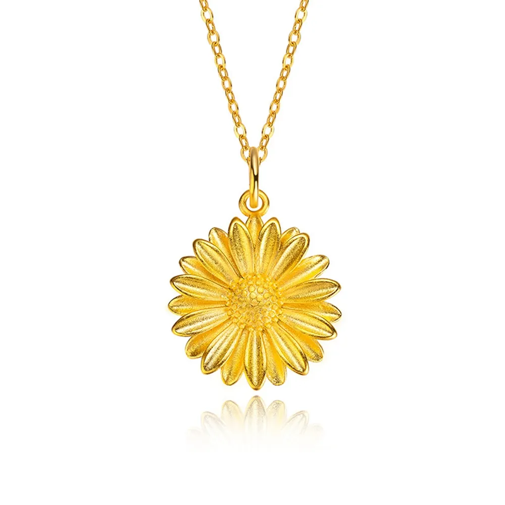 Pendant Chain Necklace New Fashion Sweet and Lovely Little Daisy Flowers 18K Yellow Gold Filled Drop Pendant Hot Friend Gift Jewelry Women