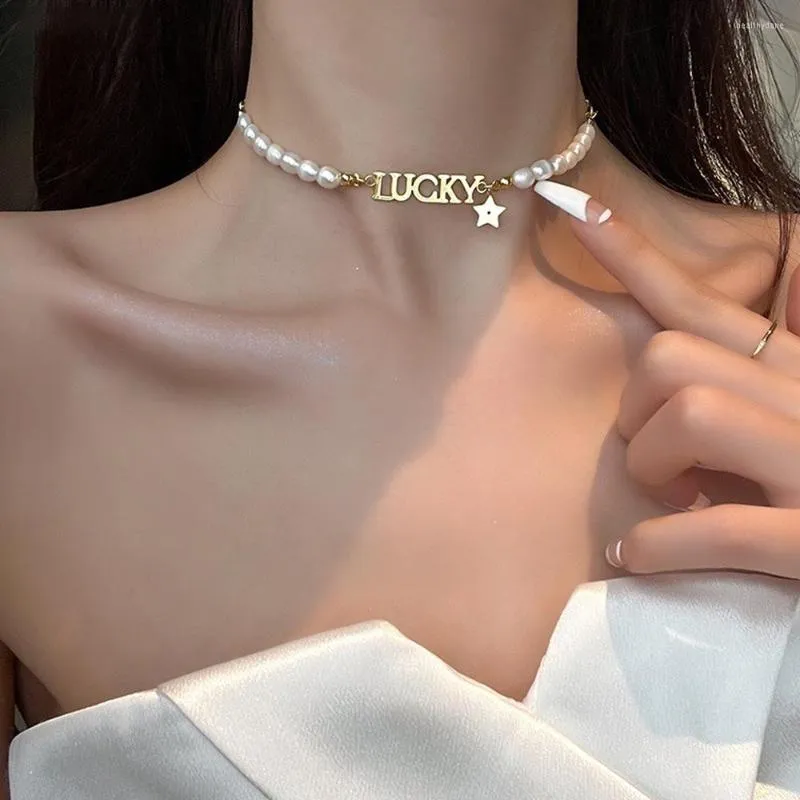Choker Mode Brief Perle Halskette Für Frauen Persönlichkeit Schlüsselbein Kette Anhänger Trendy Charme Hals Schmuck Mädchen Geschenke