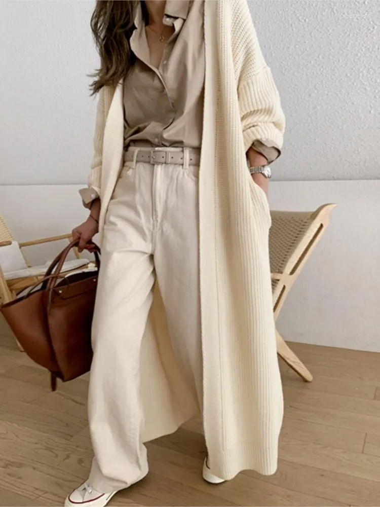 Women's Knits Winter Long Sweater Cardigans Women 2022 Sleeve Open Stitch Oversized Jacket Female Knit Coat