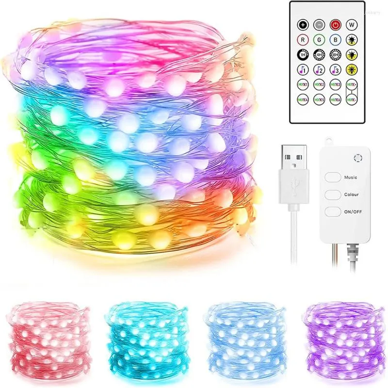 Strings LED Fairy Smart String Lights Color Changing Copper Twinkle med App Remote Control för jul inomhusfestdekoration