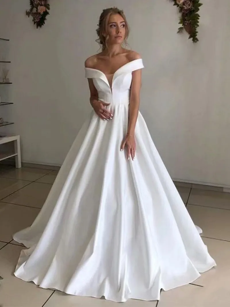 blush pink off the shoulder bridesmaid dress A-line Off-Shoulder Long Bridesmaid Dress Chiffon Cheap Bridesmaid Dre –  SELINADRESS