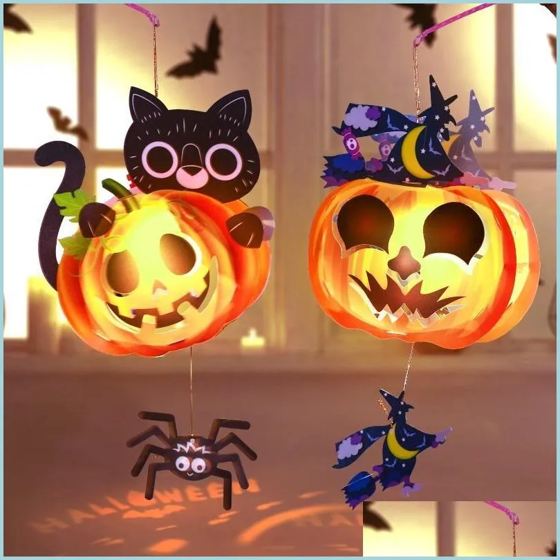 Décoration de fête Halloween Party Lantern Glowing Pumpkin Cartoon Décoration Enfants Fournitures Cadeaux Drop Livraison 2022 Maison Jardin Fe Dhbjf