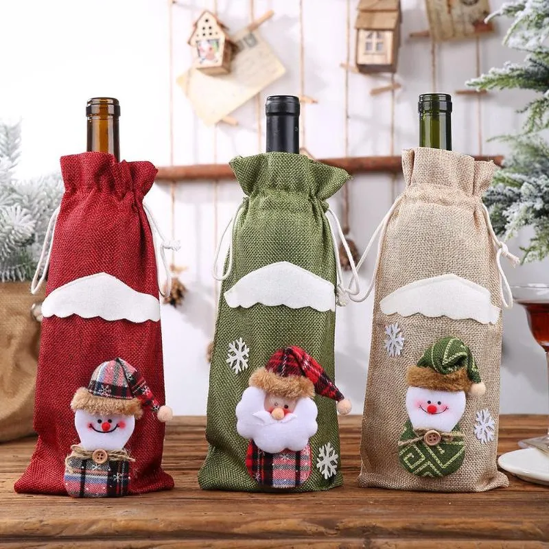 Decorações de Natal Capa de garrafa de vinho Xmas Papai Noel