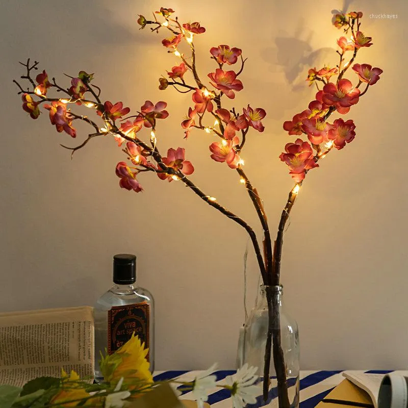 Bordslampor simulering plommon blommor led ljus inomhus och utomhus semester dekoration sträng ljus sovrum skrivbord bakgrundsbelysning