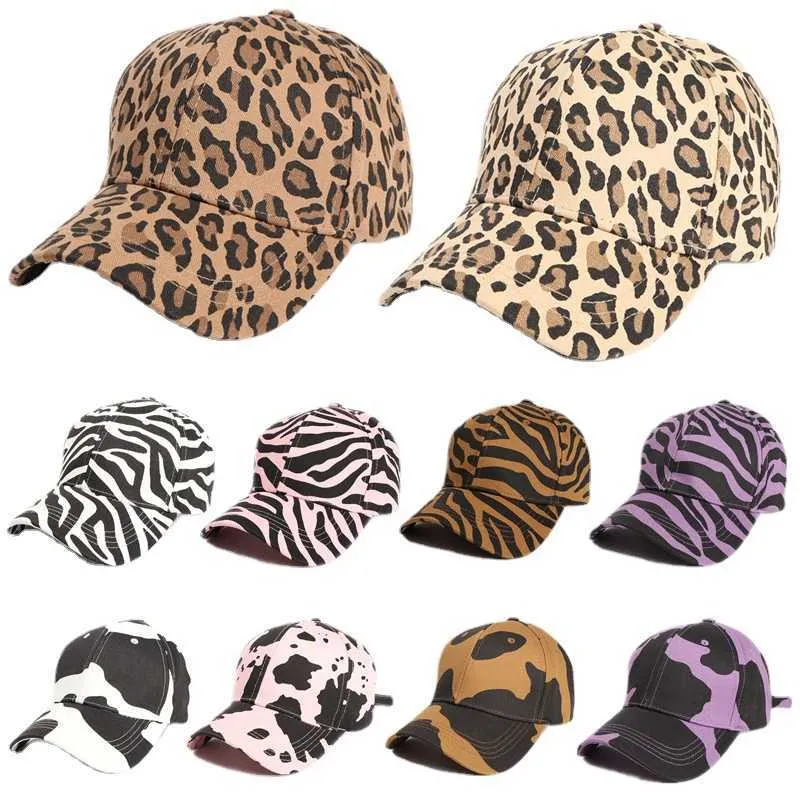 Snapbacks Unisex Leopard Print Zebra Baseball Cap Hip Hop Men Women Animal Sun Hat Adjustable gorras L221028