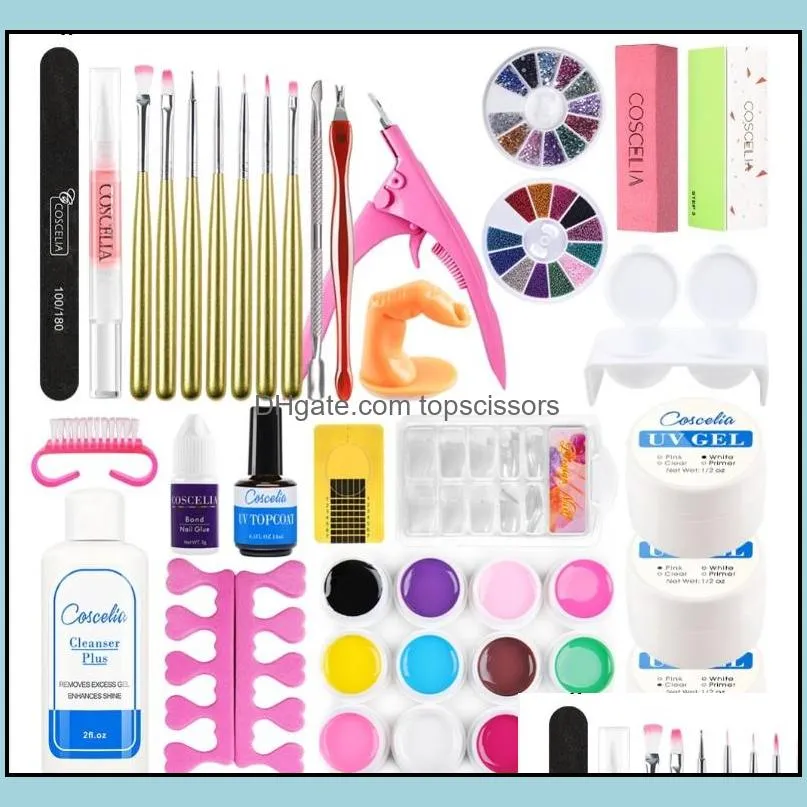 Nail Art Kits 72 Colors Acrylic Glitter Powder Kit All For Manicure Nail Brush Pusher Varnish Semi Permanant Uv Set Drop Delivery 20 Dhgcf