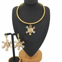 Earrings & Necklace Yuminglai 24K Gold Plated Special Pendant And Two Sets Of Jewelry Set Brazil FHK11903