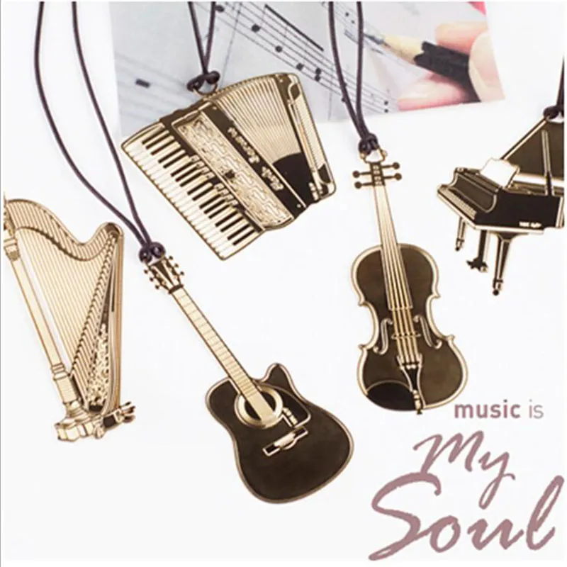 Opera -Lesezeichen Lesezeichen leseif Instrument mit Lanyard Notebook Metal Creative Fixed Piano Gitarre Orgel Harp Violin et Drop Delivery SMTWH