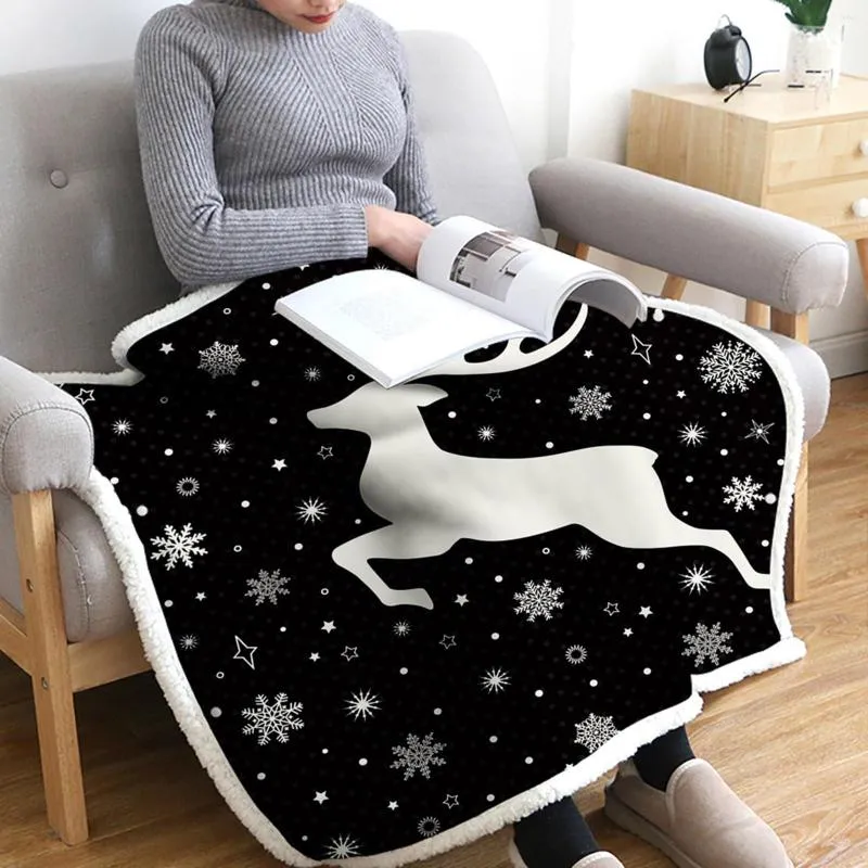 Decken Täglich Winter Warm Drucken Dick Doppelseitig Weihnachten Reise Erwachsene Und Baby Decke Sofa Wolle Gestrickte Strickjacke Cape